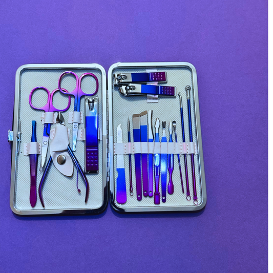 18-Piece Purple/Blue Nail Care Set